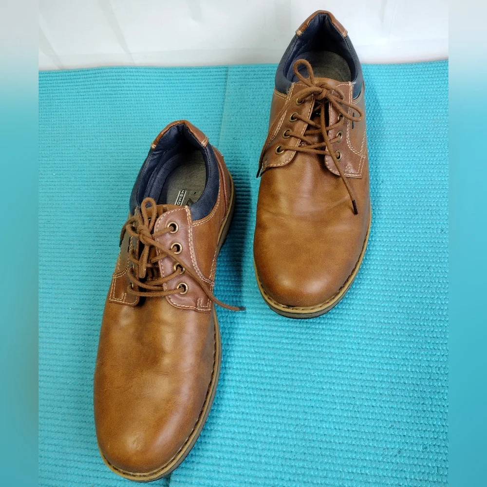 Izod Men's Casual Oxford Lace Up Brown Tan Dress Shoes 10.5M